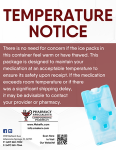 Postcard - Temperature/Cold Pack Notice (All Pharmacy Variations)