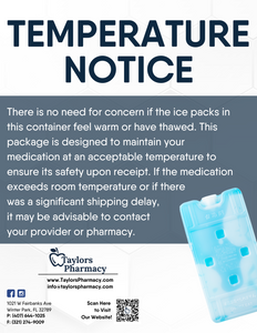 Postcard - Temperature/Cold Pack Notice (All Pharmacy Variations)