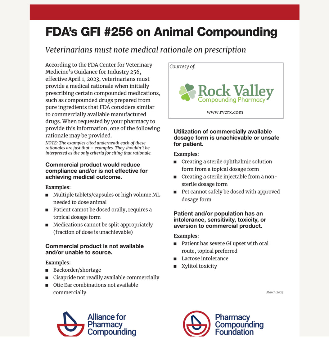 Prescriber Brief- GFI 256 on Animal Compounding - Rock Valley