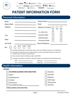 Provider Handout - Patient Information Form (All Pharmacies)