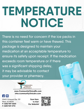 Load image into Gallery viewer, Postcard - Temperature/Cold Pack Notice (All Pharmacy Variations)