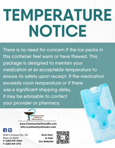 Postcard - Temperature/Cold Pack Notice (All Pharmacy Variations)