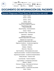 Provider Handout - Patient Information Form - Spanish + Translation Sheet (All Pharmacies)