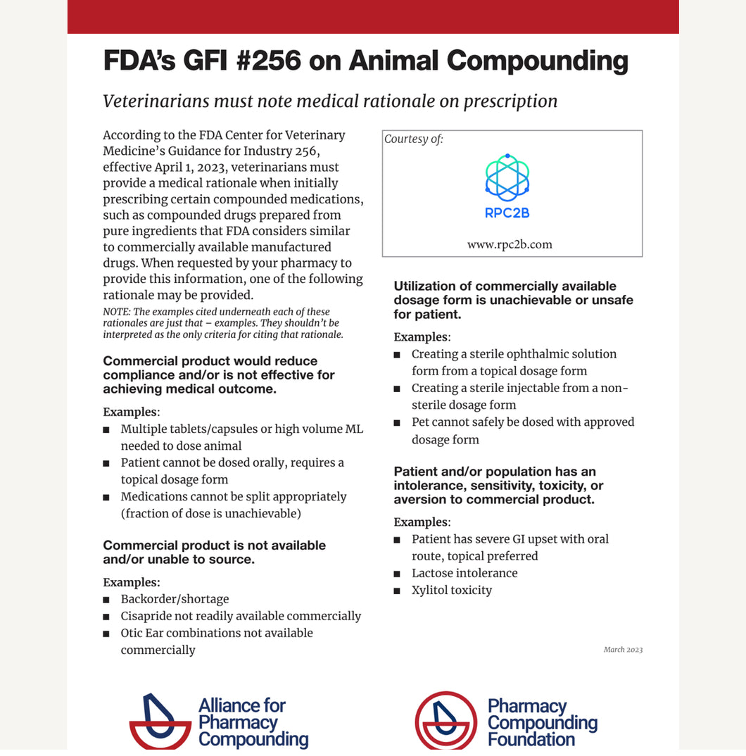 Prescriber Brief- GFI 256 on Animal Compounding - RPC2B