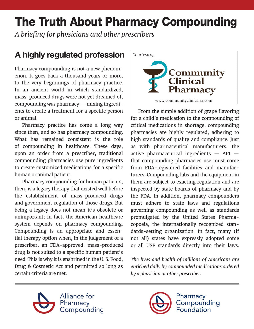 Compounding Regulatory Framework - Community Clinical