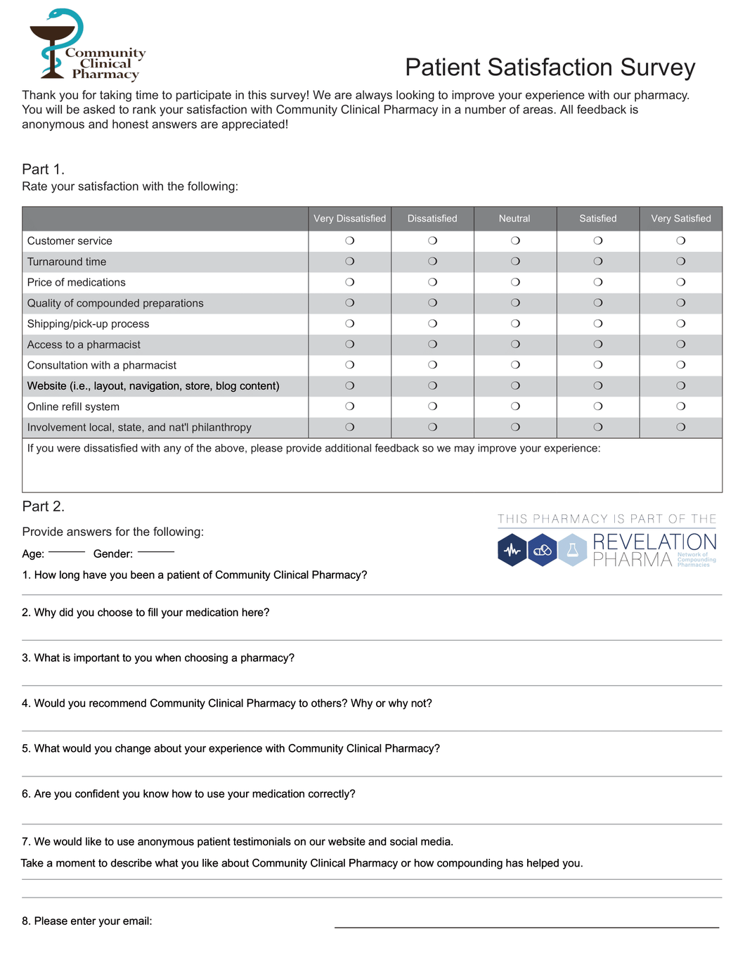 Patient Survey - Community Clinical