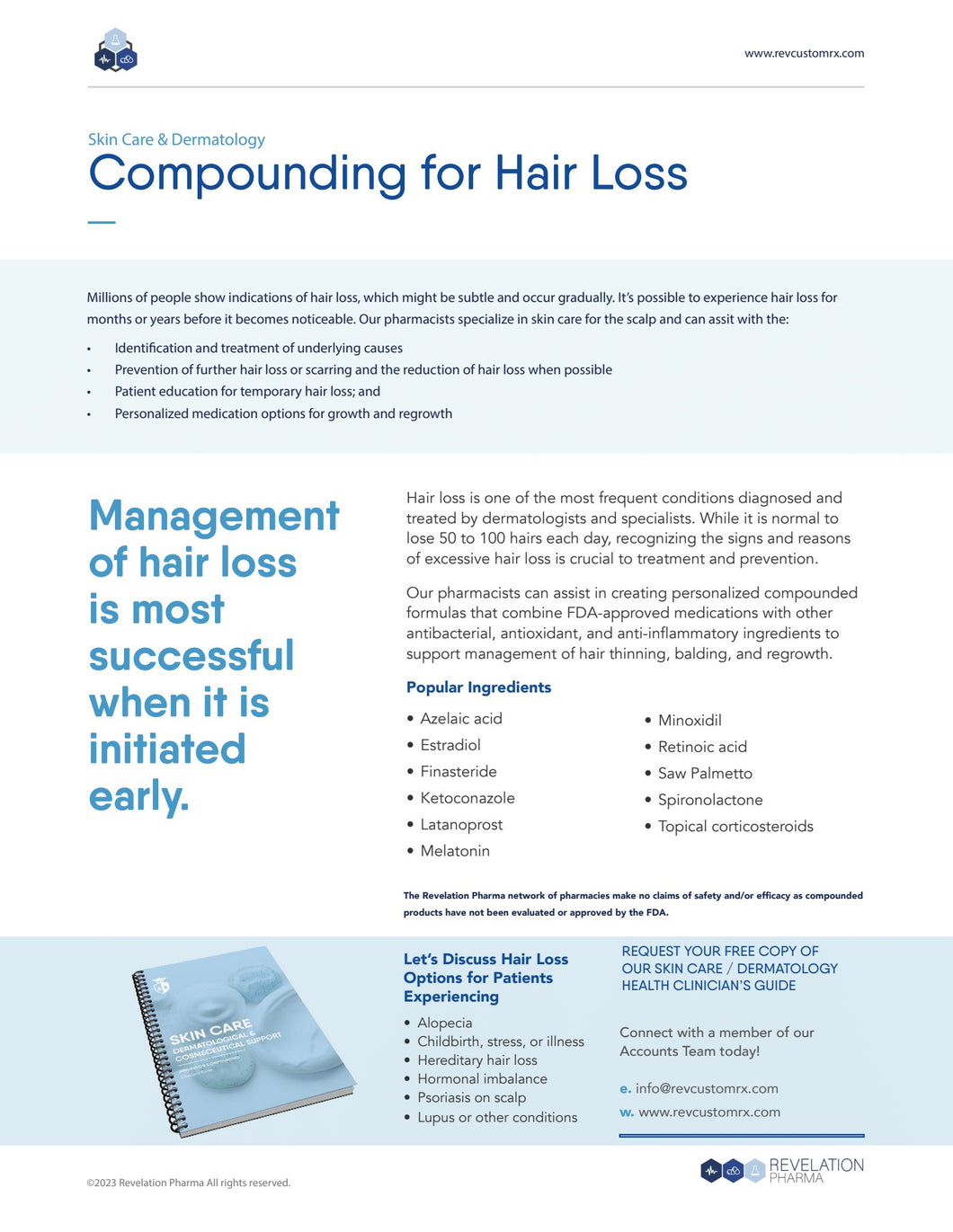 Dermatological & Cosmeceutical Hair Loss Sales Sheet