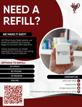 Load image into Gallery viewer, Flyer - Refill Information in Spanish and English (All Pharmacy Variations)