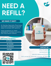 Load image into Gallery viewer, Flyer - Refill Information in Spanish and English (All Pharmacy Variations)