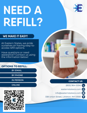 Load image into Gallery viewer, Flyer - Refill Information in Spanish and English (All Pharmacy Variations)