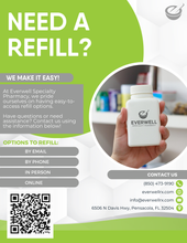 Load image into Gallery viewer, Flyer - Refill Information in Spanish and English (All Pharmacy Variations)