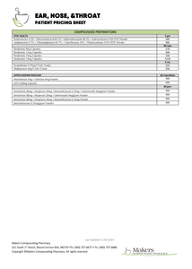 Patient Pricing Sheet - ENT (Makers)