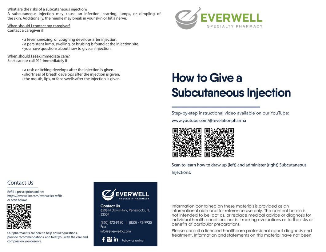 Patient Information Leaflet (PIL) - How to Give a Subcutaneous Injection (Everwell)