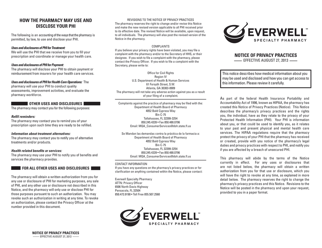 Everwell HIPAA Trifold Brochure