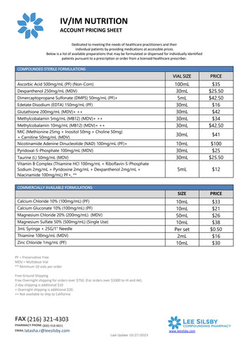 IV Nutrition Account Pricing (Lee Silsby)