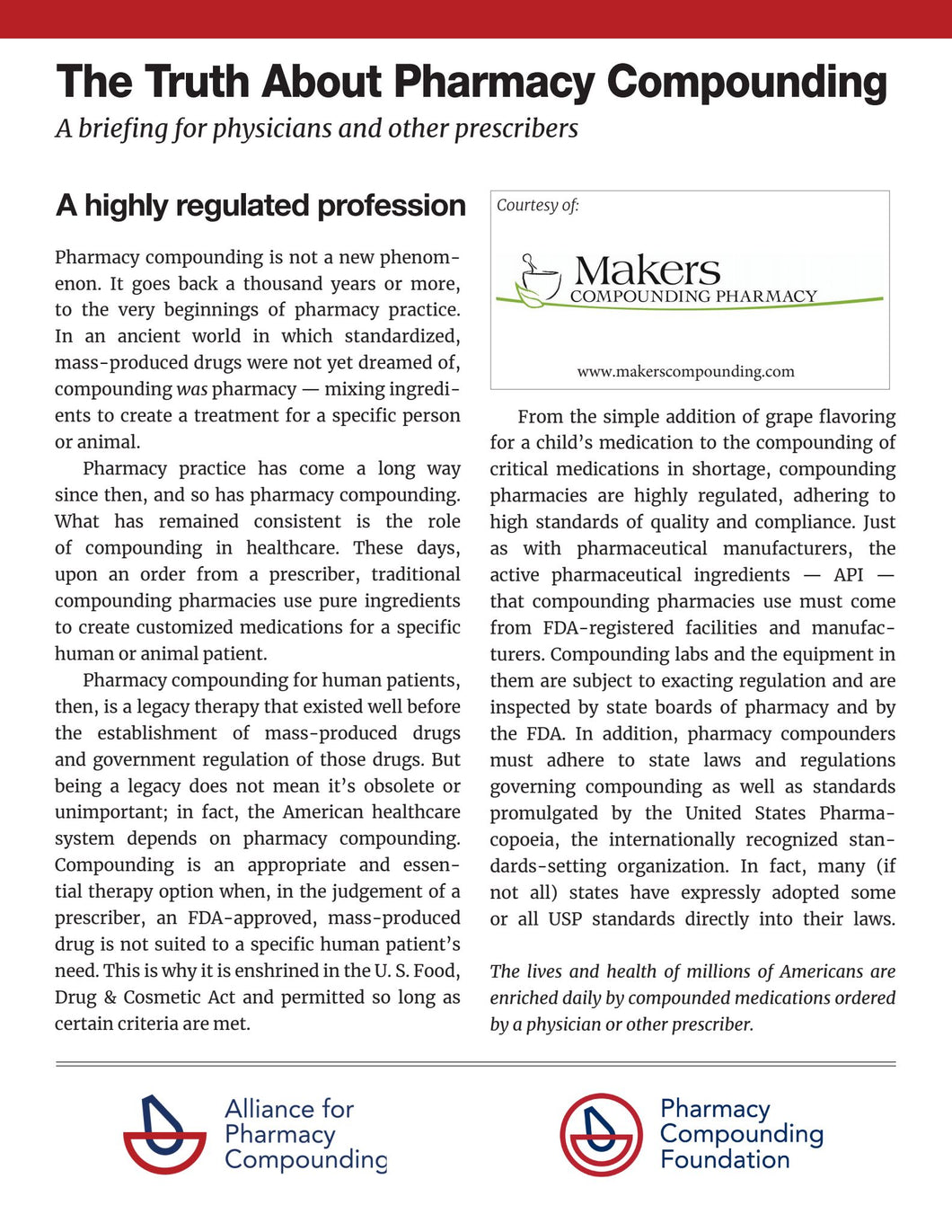 Regulatory Framework - Makers Compounding Pharmacy