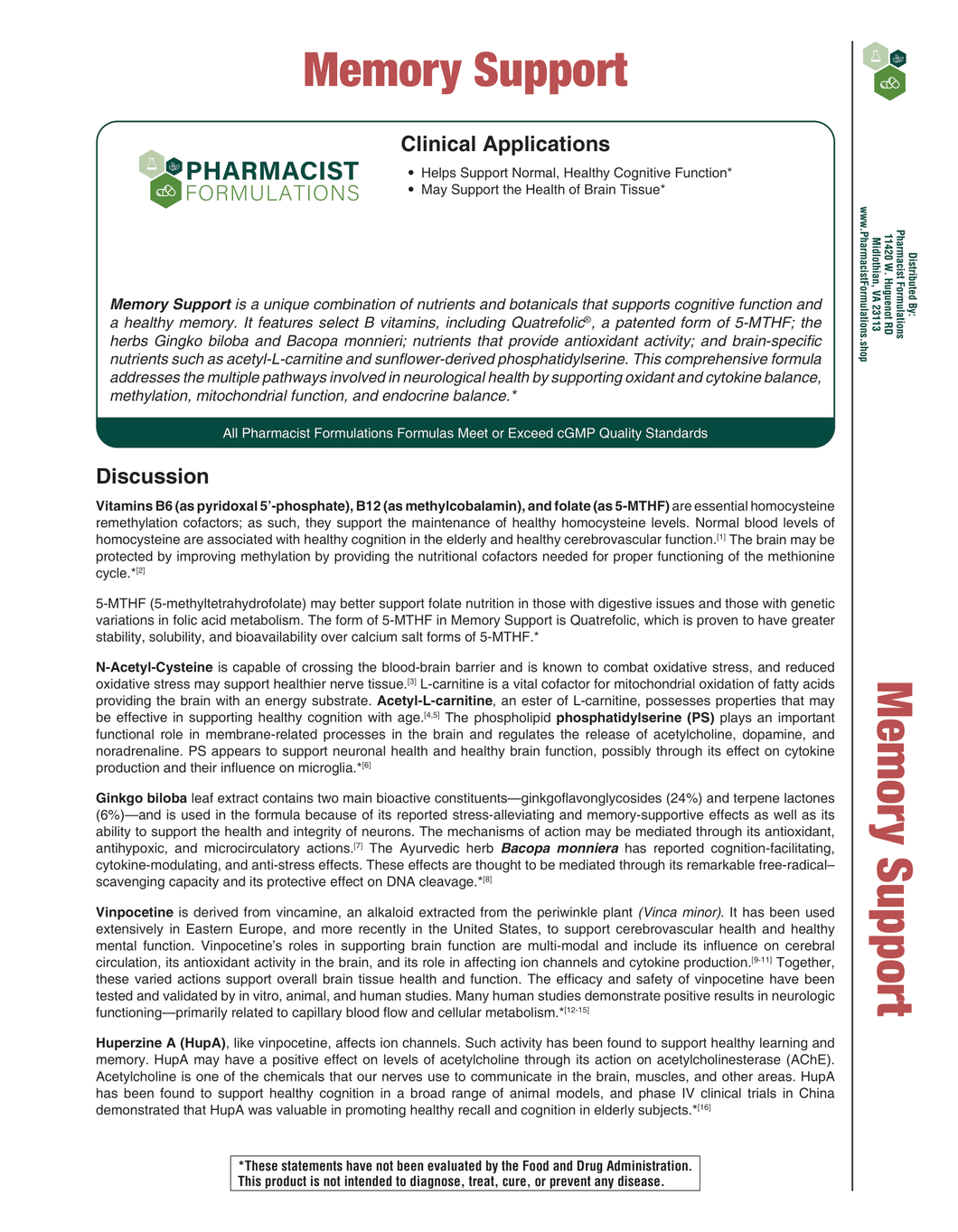 Memory Support Handout (Pharmacist Formulations)