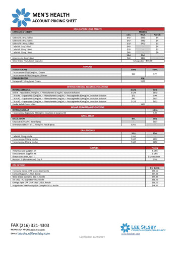 Men's Health Account Pricing - Lee Silsby