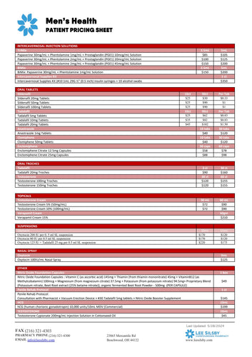 Lee Silsby Men's Health Patient Pricing