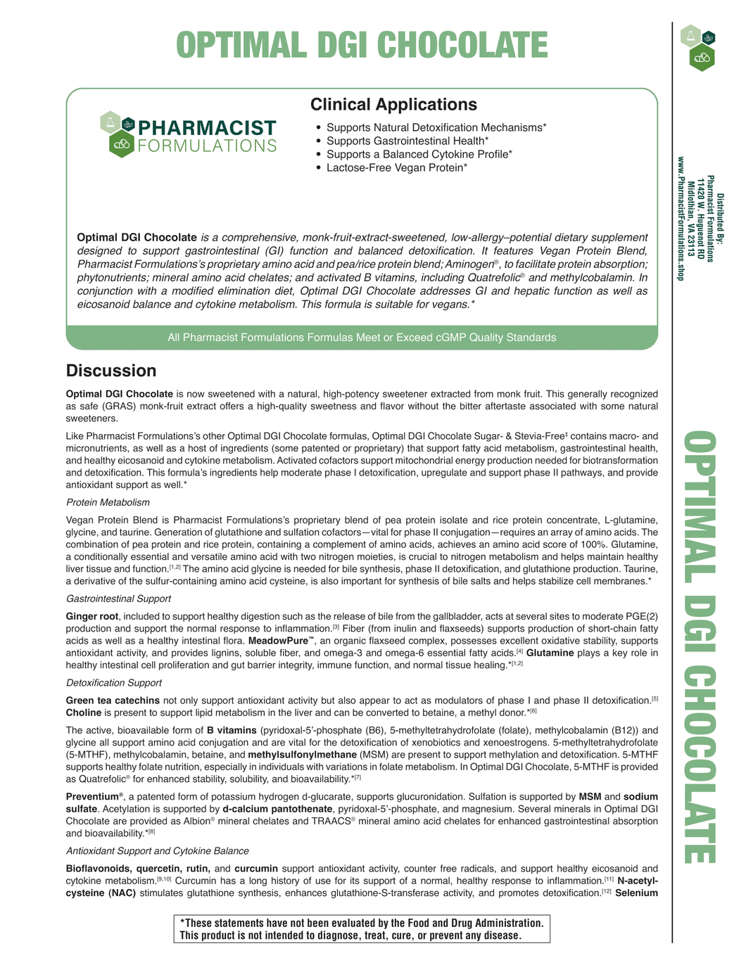 Optimal DGI Chocolate Handout (Pharmacist Formulations)