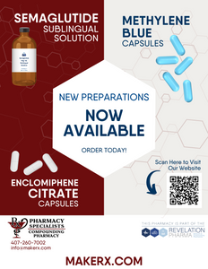 Flyer - Three New Formulations (Methylene Blue, Sublingual Semaglutide, Enclomiphene) (Pharmacy Specialists)