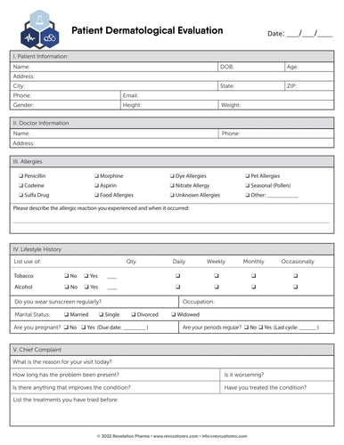 Patient Health Evaluation - Dermatology