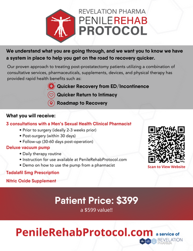 Patient Handout - Penile Rehab Protocol Pricing and Benefits (PRP)