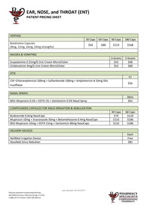 ENT Patient Pricing (Pharmacy Specialists)