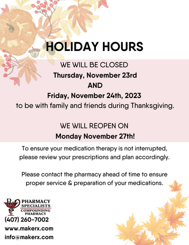 Thanksgiving Flyer - PHARMACY SPECIALISTS