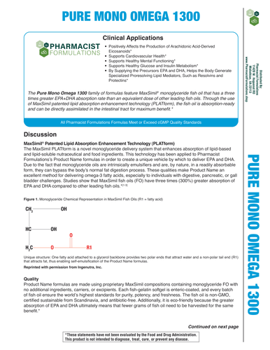 Pure Mono Omega 1300 EC 120ct Handout (Pharmacist Formulations)