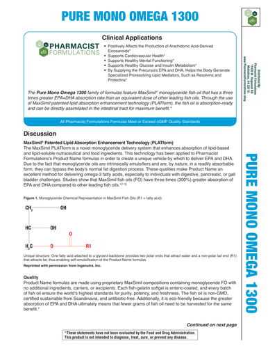 Pure Mono Omega 1300 EC 60ct Handout (Pharmacist Formulations)