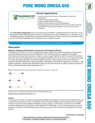 Pure Mono Omega 650mg 120ct Handout (Pharmacist Formulations)