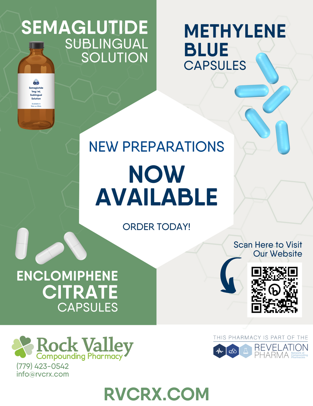 Flyer - Three New Formulations (Methylene Blue, Sublingual Semaglutide, Enclomiphene) (Rock Valley)