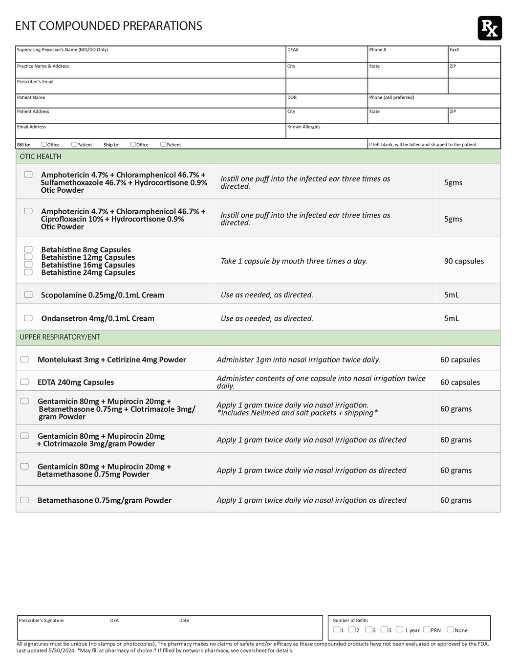 RX Template - ENT (Pharmacy Specialists)