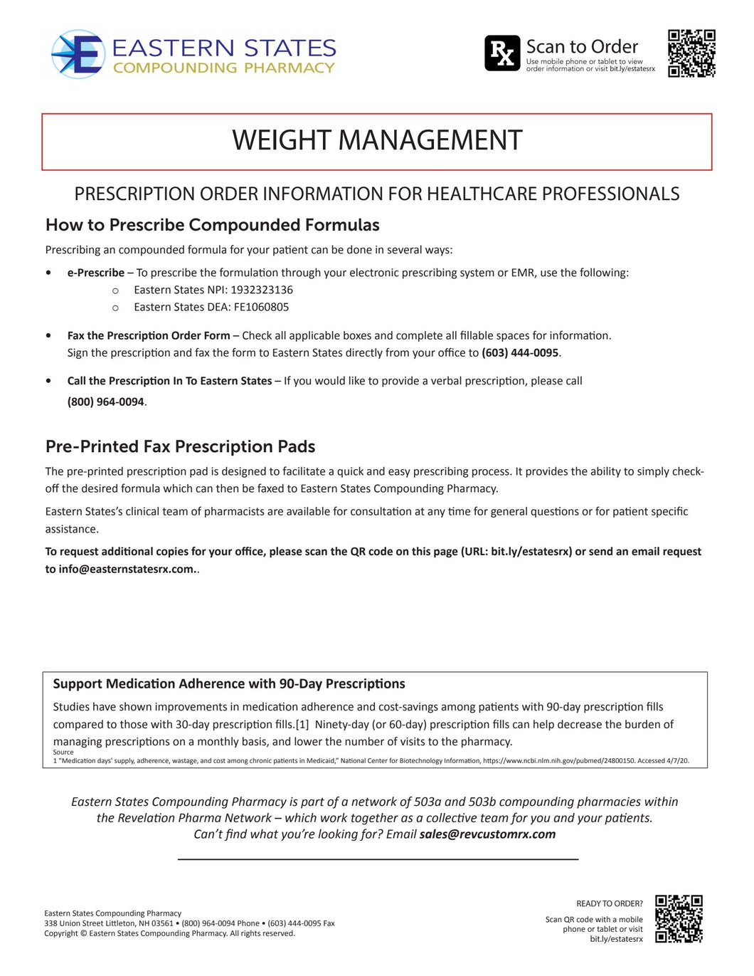 Prescription Template - Weight Management (Eastern States)