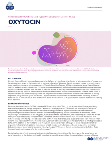 Oxytocin for Female Sexual Dysfunction and HSDD