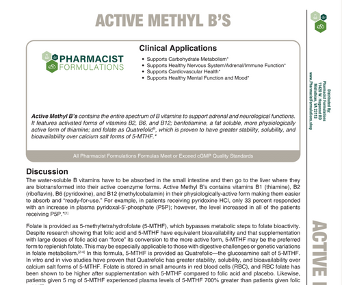 Active Methyl B's 90ct Handout (Pharmacist Formulations)