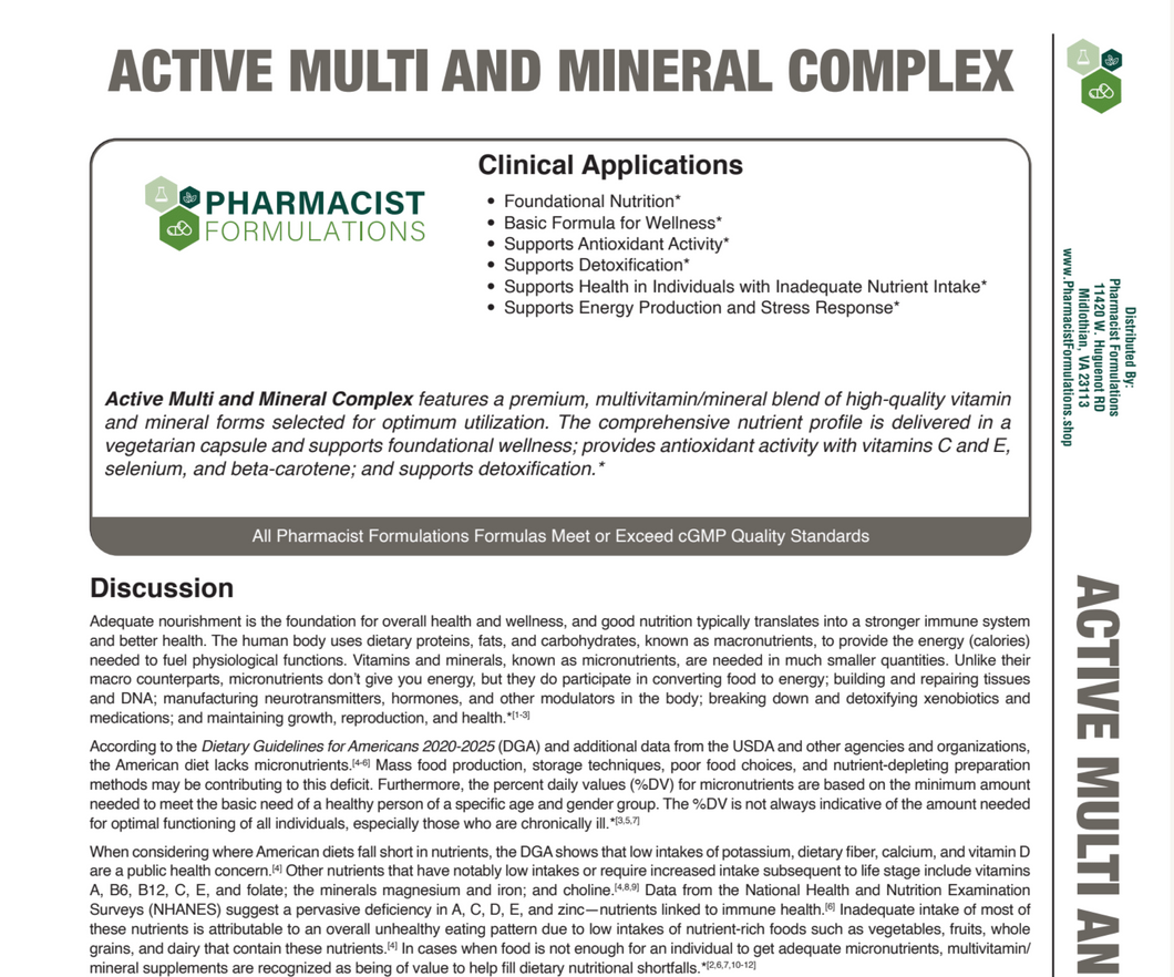 Active Multi and Mineral Complex 120ct Handout (Pharmacist Formulations)