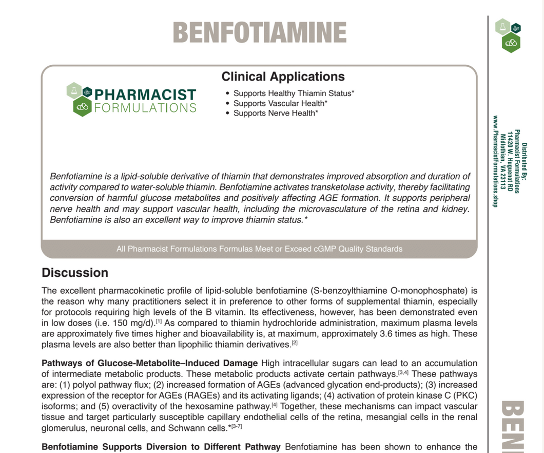 Benfotiamine 120ct Handout (Pharmacist Formulations)