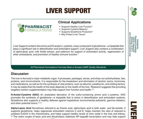 Liver Support Handout (Pharmacist Formulations)