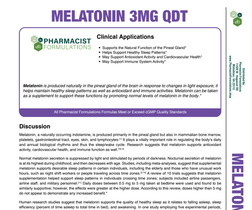 Melatonin 3mg QDT 60ct Handout (Pharmacist Formulations)