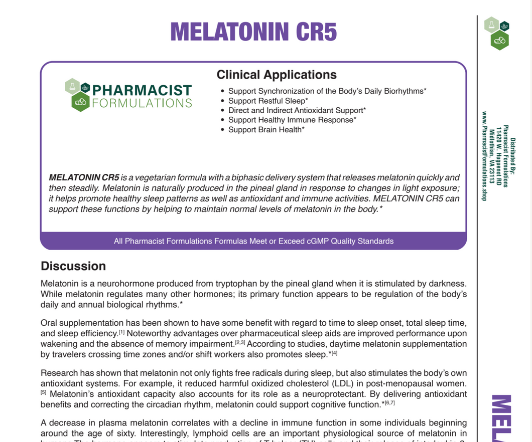 Melatonin CR5 Handout (Pharmacist Formulations)