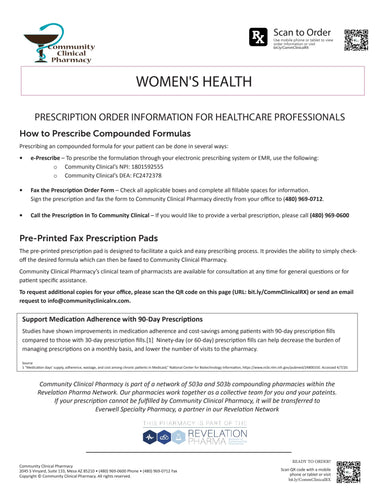 Women's Hormone Rx Template - Community Clinical