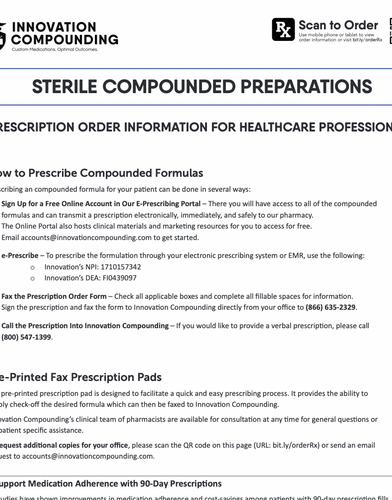 Innovation Compounding - RX Template - Sterile Compounded Preparations