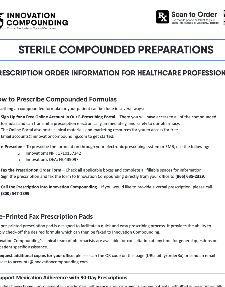 Innovation Compounding - RX Template - Sterile Compounded Preparations