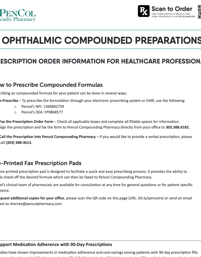 Pencol - RX Template - Ophthalmic Compounded Preparations