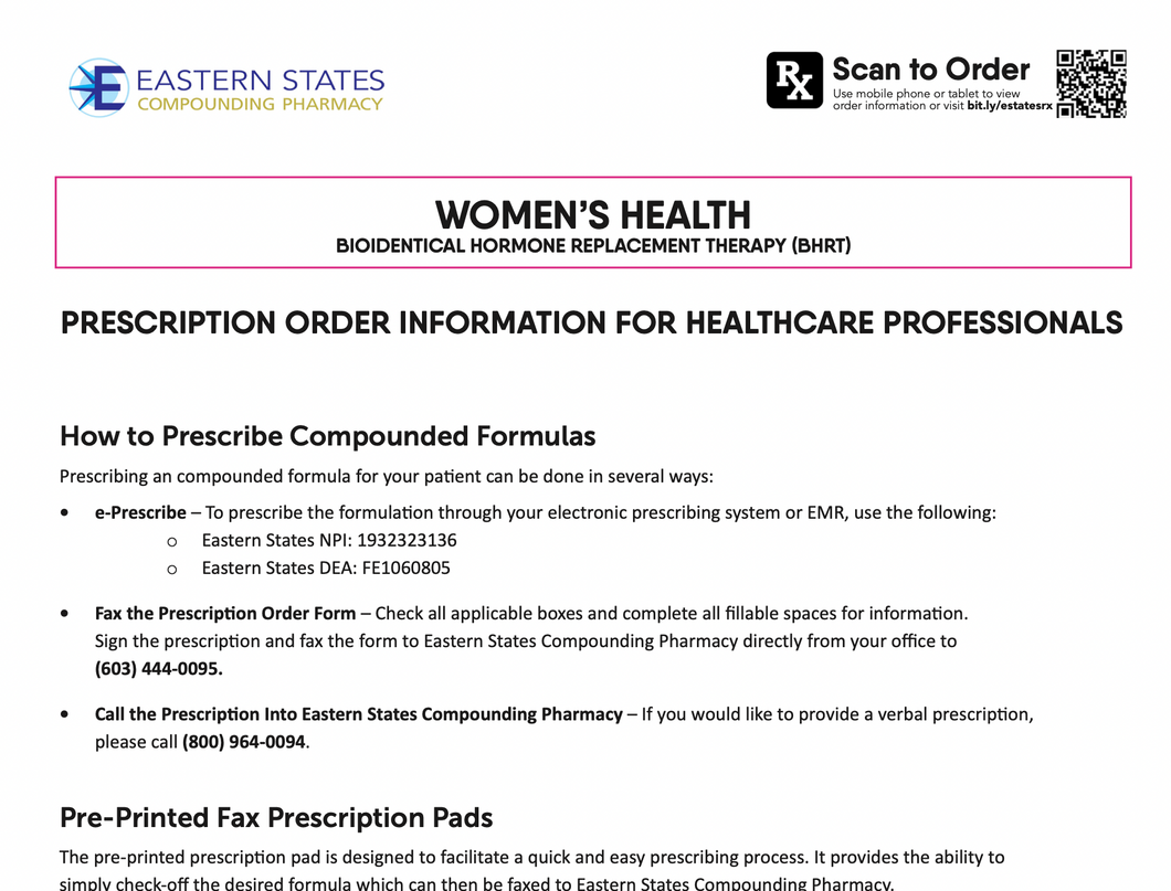 RX Template - Women's Health - BHRT (Eastern States)