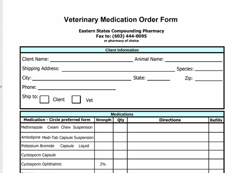 Eastern States - RX Template - Veterinary Health (Eastern States)