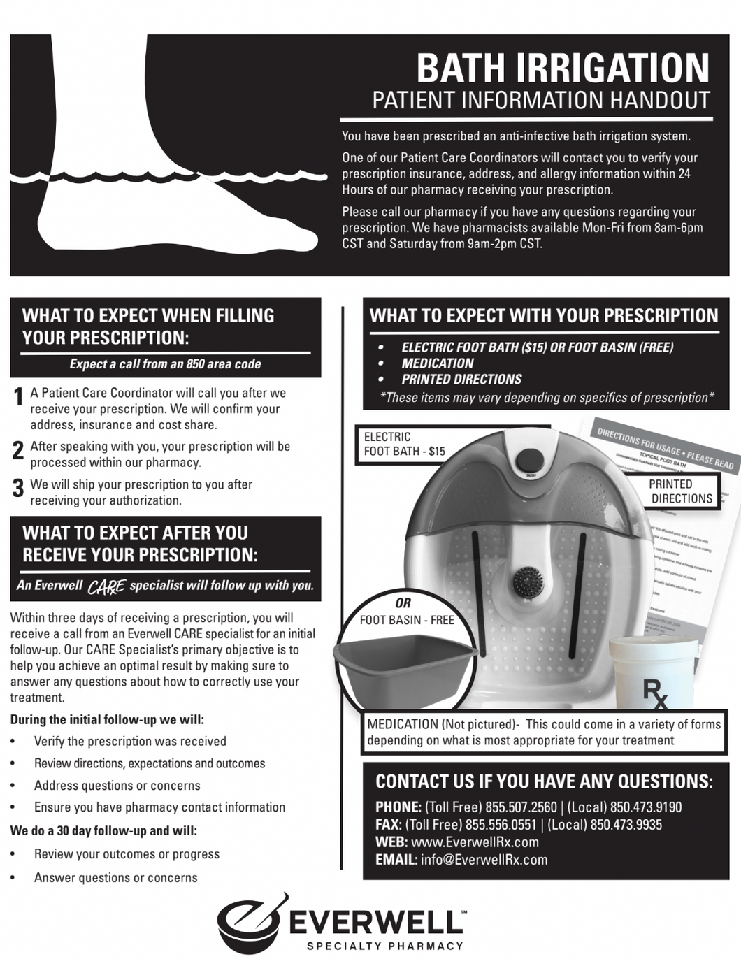 Everwell - Patient Information Handout - Bath Irrigation (Black & White)