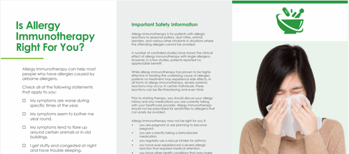 Patient Handout: Trifold Patient Brochure - Allergy (Pharmacy Specialists)